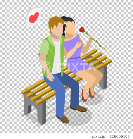 3D Isometric Flat  Set of Romantic Couples. Item 3 126606102
