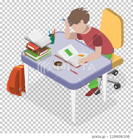 3D Isometric Flat Set of Children Study. Item 1 3D Isometric Flat Set of Children Study. Item 1 126606106