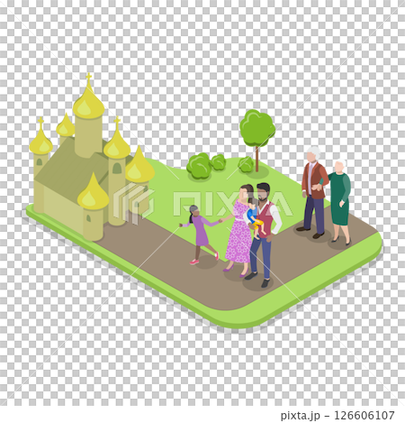 3D Isometric Flat  Illustration of Neighborhood Social Life. Item 3 126606107