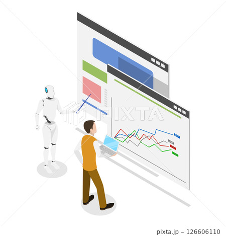 3D Isometric Flat  Illustration of Neural Networks. Item 1 126606110