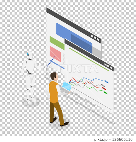 3D Isometric Flat  Illustration of Neural Networks. Item 1 126606110