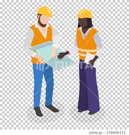 3D Isometric Flat Illustration of Workers Construction Engineers. Item 1 3D Isometric Flat Illustration of Workers Construction Engineers. Item 1 126606112