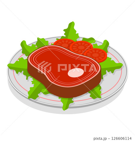 3D Isometric Flat  Illustration of Healthy Plate. Item 4 126606114