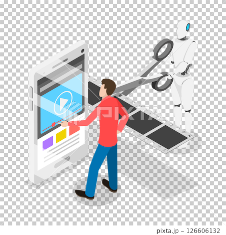 3D Isometric Flat  Illustration of Artificial Intelligence Assistant. Item 1 126606132