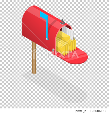 3D Isometric Flat  Set of Mailboxes. Item 7 126606155