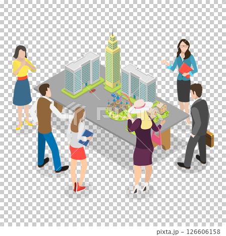 3D Isometric Flat  Illustration of Builders And Architects. Item 2 126606158