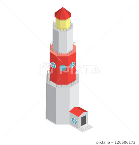 3D Isometric Flat  Set of Lighthouses. Item 2 126606172