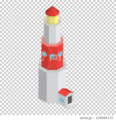 3D Isometric Flat  Set of Lighthouses. Item 2 126606172
