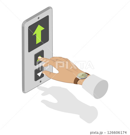 3D Isometric Flat  Illustration of Lift Up and Down Buttons. Item 1 126606174