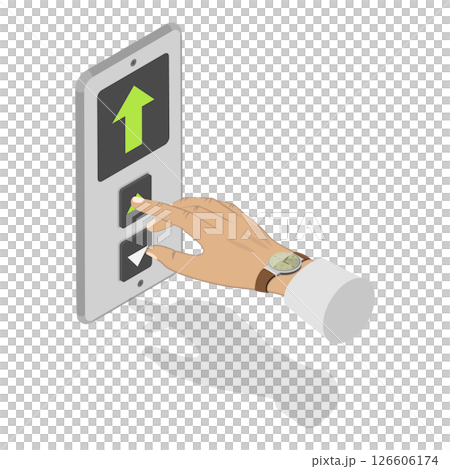 3D Isometric Flat  Illustration of Lift Up and Down Buttons. Item 1 126606174