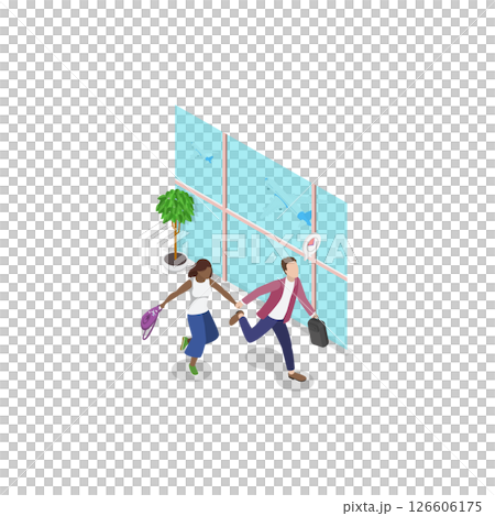 3D Isometric Flat  Illustration of Traveling By Plane. Item 3 126606175