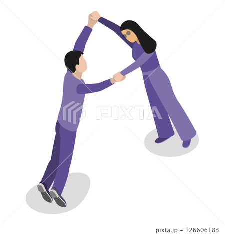 3D Isometric Flat  Set of English Alphabet with People. Item 26 126606183