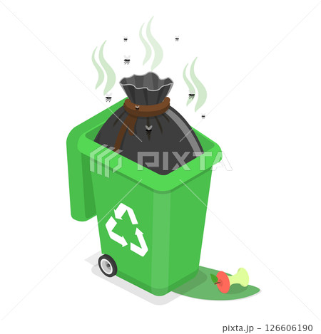 3D Isometric Flat Set of Smelly Trash. Item 3 3D Isometric Flat Set of Smelly Trash. Item 3 126606190