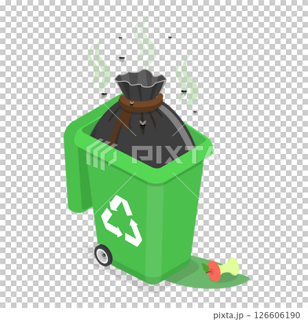 3D Isometric Flat Set of Smelly Trash. Item 3 3D Isometric Flat Set of Smelly Trash. Item 3 126606190