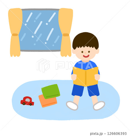 雨の日に部屋で遊ぶ男の子 126606393