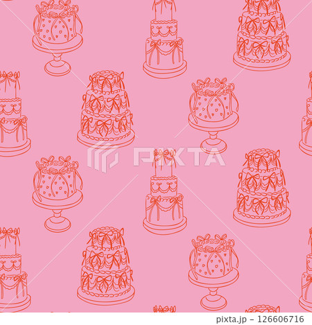 Seamless pattern of vintage style cakes Seamless pattern of vintage style cakes 126606716