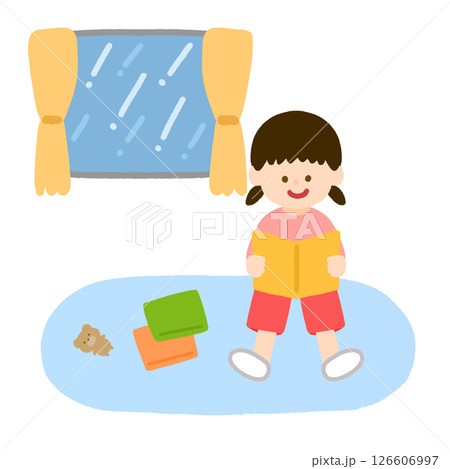 雨の日に部屋で遊ぶ女の子 126606997