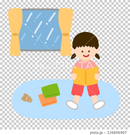 雨の日に部屋で遊ぶ女の子 126606997