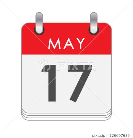 May 17. A leaf of the flip calendar with the date of May 17. Flat style. 126607689