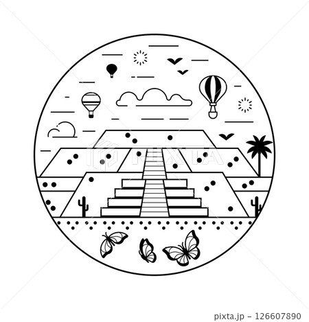 Aztec Pyramid of the Sun in Teotihuacan Icon Aztec Pyramid of the Sun in Teotihuacan Icon 126607890