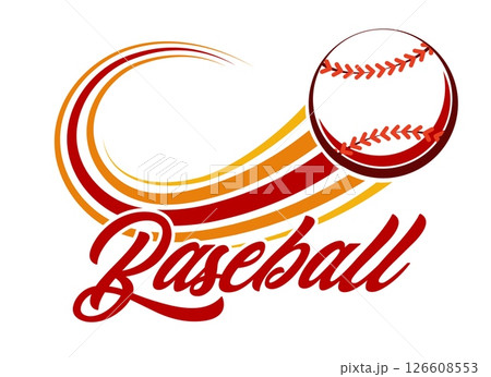 Colorful baseball emblem with flying ball Colorful baseball emblem with flying ball 126608553
