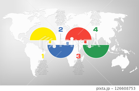 Four steps line infographic, puzzle diagram Four steps line infographic, puzzle diagram 126608753