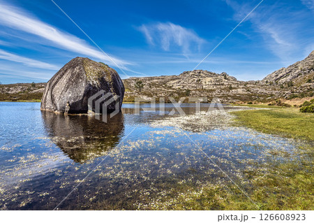 Beautiful lake at top of Penameda hill in national park Peneda Geres in Portugal. Beautiful lake at top of Penameda hill in national park Peneda Geres in Portugal. 126608923