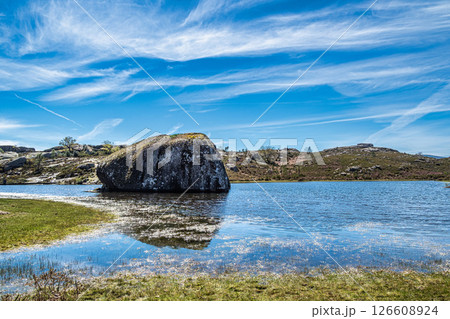 Beautiful lake at top of Penameda hill in national park Peneda Geres in Portugal. 126608924