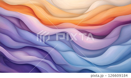 Abstract Wavy Landscape in Soft Pastel Colors 126609184