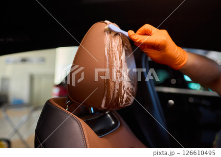 Demonstration of an Expert Car Interior Cleaning Process in Action with Every Detail Considered Demonstration of an Expert Car Interior Cleaning Process in Action with Every Detail Considered 126610495
