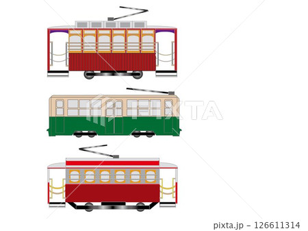 数種の路面電車のベクターイラスト 126611314
