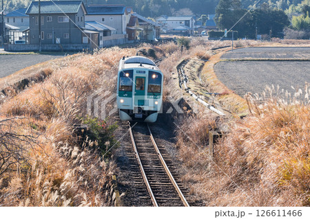 【牟岐線】田畑の真ん中を駆け抜ける普通列車 126611466