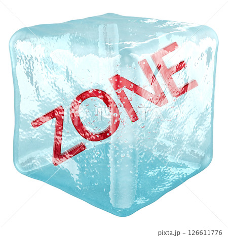 Word Zone Frozen Inside Ice Cube. 3D Rendering 126611776