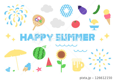 夏のイラスト素材セット 126612150