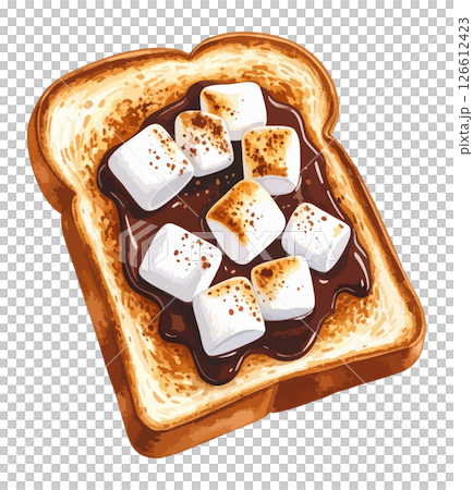 マシュマロトーストの水彩風イラスト　生成AI 126612423