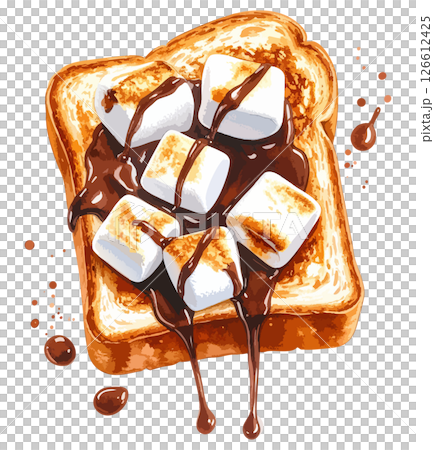 Watercolor illustration of marshmallow toast AI generation 126612425