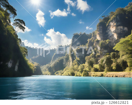 川のある渓谷の絶景 126612821