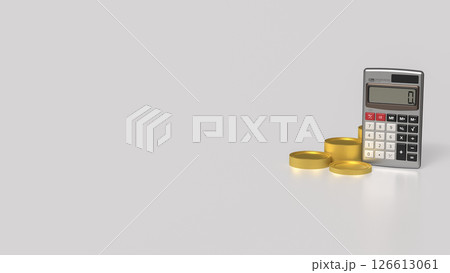 The Calculator and coins for business concept 3d Rendering. The Calculator and coins for business concept 3d Rendering. 126613061