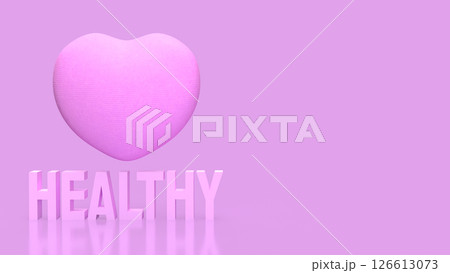 The Healthy text and pink heart image 3d Rendering. The Healthy text and pink heart image 3d Rendering. 126613073