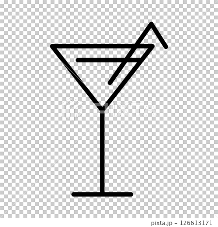 短雞尾酒杯的簡單線條圖標 短雞尾酒杯的簡單線條圖標 126613171