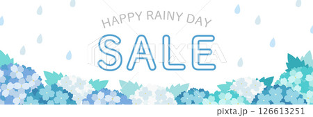 雨の日セール　あじさいと雨のフレーム背景 126613251