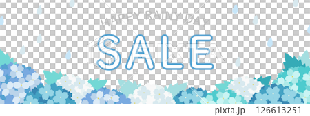 雨の日セール　あじさいと雨のフレーム背景 126613251