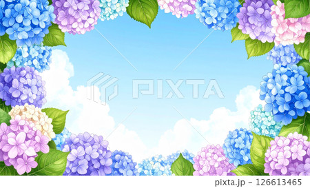 紫陽花　青空　コピースペース 126613465