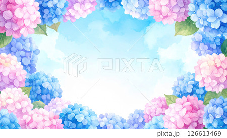 紫陽花　青空　コピースペース 126613469