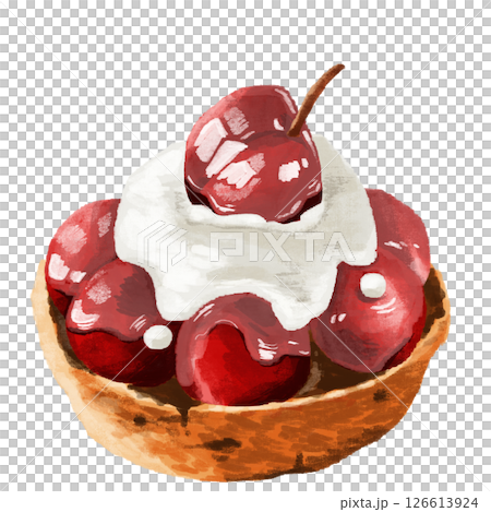 Watercolor cherry tart 126613924