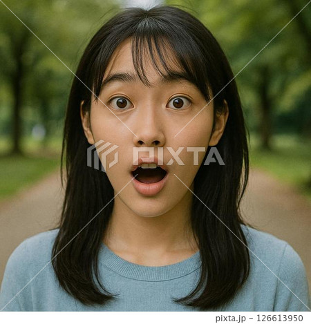 自然の中で輝く日本人美少女の驚きポートレート 126613950