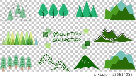 A collection of stylish mountain illustrations 126614058