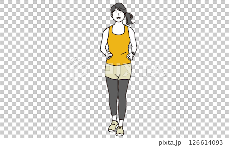 Full body illustration of a woman jogging 126614093