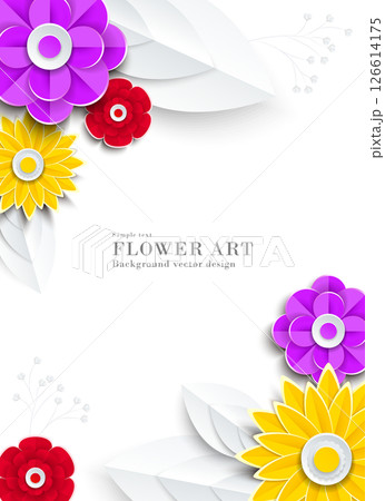 花のペーパークラフト風イラスト(抽象的)｜背景素材アートシリーズ 126614175