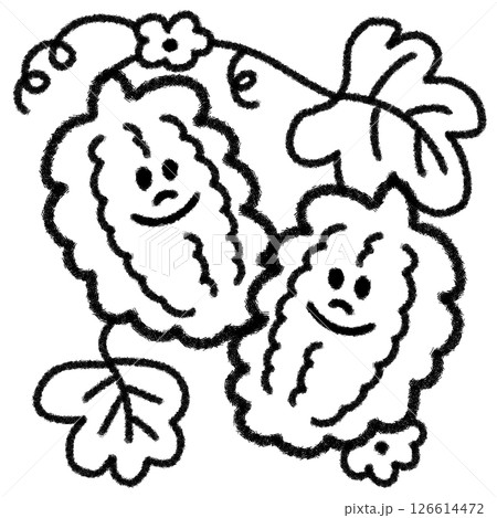 かわいいゴーヤのイラスト (モノクロ) かわいいゴーヤのイラスト (モノクロ) 126614472